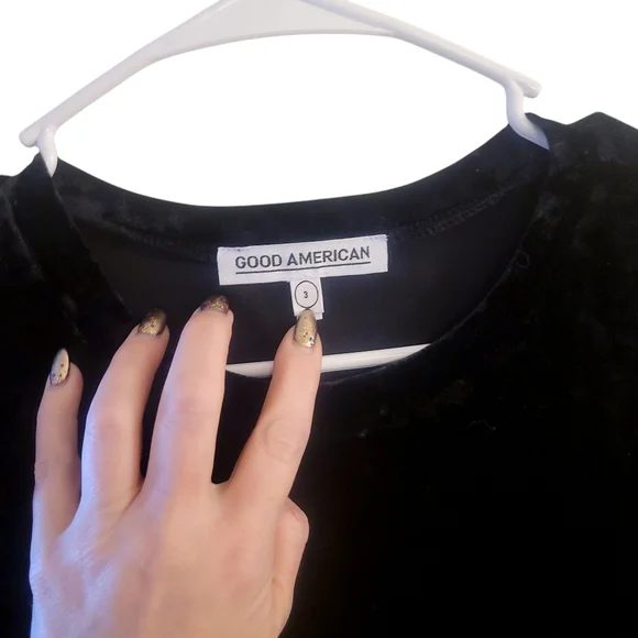 NWT Good American Side Slit Velvet Midi Dress - Picture 6 of 9